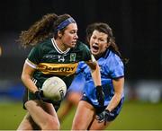 20 January 2024; Emma Dineen of Kerry in action against Leah Caffrey of Dublin during the 2024 Lidl Ladies National Football League Division 1 Round 1 fixture between Dublin and Kerry at Parnell Park in Dublin. Photo by Stephen Marken/Sportsfile