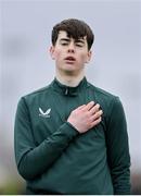 20 January 2024; Republic of Ireland goalkeeper Rory Twohig before the international friendly match between Republic of Ireland MU15 and Australia U16 Schoolboys at the FAI National Training Centre in Abbotstown, Dublin. Photo by Seb Daly/Sportsfile