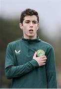 20 January 2024; Jason Spelman of Republic of Ireland before the international friendly match between Republic of Ireland MU15 and Australia U16 Schoolboys at the FAI National Training Centre in Abbotstown, Dublin. Photo by Seb Daly/Sportsfile