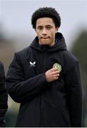 20 January 2024; Aidan Gabbidon of Republic of Ireland before the international friendly match between Republic of Ireland MU15 and Australia U16 Schoolboys at the FAI National Training Centre in Abbotstown, Dublin. Photo by Seb Daly/Sportsfile