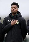 20 January 2024; Evidence Ikechukwu of Republic of Ireland before the international friendly match between Republic of Ireland MU15 and Australia U16 Schoolboys at the FAI National Training Centre in Abbotstown, Dublin. Photo by Seb Daly/Sportsfile