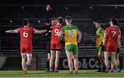20 January 2024; Brendan Rogers of Derry receives a red card from referee Conor Curran during the Bank of Ireland Dr McKenna Cup final match between Derry and Donegal at O'Neills Healy Park in Omagh, Tyrone. Photo by Ramsey Cardy/Sportsfile