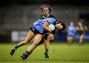 20 January 2024; Leah Caffrey of Dublin in action against Emma Dineen of Kerry during the 2024 Lidl Ladies National Football League Division 1 Round 1 fixture between Dublin and Kerry at Parnell Park in Dublin. Photo by Sam Barnes/Sportsfile