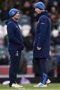 20 January 2024; Leinster senior coach Jacques Nienaber and head coach Leo Cullen before the Investec Champions Cup Pool 4 Round 4 match between Leicester Tigers and Leinster at Mattioli Woods Welford Road in Leicester, England. Photo by Harry Murphy/Sportsfile