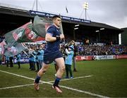 20 January 2024; Dan Sheehan of Leinster runs out before the Investec Champions Cup Pool 4 Round 4 match between Leicester Tigers and Leinster at Mattioli Woods Welford Road in Leicester, England. Photo by Harry Murphy/Sportsfile