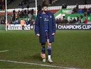 20 January 2024; Harry Byrne of Leinster after the Investec Champions Cup Pool 4 Round 4 match between Leicester Tigers and Leinster at Mattioli Woods Welford Road in Leicester, England. Photo by Harry Murphy/Sportsfile