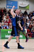 20 January 2024; UCC Demons captain Kyle Hosford celebrates during the Basketball Ireland Pat Duffy National Cup Final match between Irish Guide Dogs Ballincollig and UCC Demons at the National Basketball Arena in Tallaght, Dublin. Photo by Seb Daly/Sportsfile