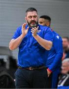 20 January 2024; UCC Demons coach Daniel O'Mahony during the Basketball Ireland Pat Duffy National Cup Final match between Irish Guide Dogs Ballincollig and UCC Demons at the National Basketball Arena in Tallaght, Dublin. Photo by Seb Daly/Sportsfile