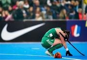 20 January 2024; Roisin Upton of Ireland dejected after her side's defeat in the FIH Women's Olympic Hockey Qualifying Tournament third/fourth place play-off match between Ireland and Great Britain at Campo de Hockey Hierba Tarongers in Valencia, Spain. Photo by Manuel Queimadelos/Sportsfile