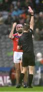 21 January 2024; James Regan of St Thomas' is shown a red card by referee Seán Stack during the AIB GAA Hurling All-Ireland Senior Club Championship Final match between O’Loughlin Gaels of Kilkenny and St Thomas’ of Galway at Croke Park in Dublin. Photo by Piaras Ó Mídheach/Sportsfile