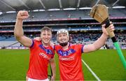 21 January 2024; Fintan Burke and Éanna Burke of St Thomas' after their side's victory in the AIB GAA Hurling All-Ireland Senior Club Championship Final match between O’Loughlin Gaels of Kilkenny and St Thomas’ of Galway at Croke Park in Dublin. Photo by Piaras Ó Mídheach/Sportsfile