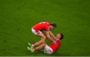 21 January 2024; Cian Mahony and Fintan Burke of St Thomas' after their side's victory in the AIB GAA Hurling All-Ireland Senior Club Championship Final match between O’Loughlin Gaels of Kilkenny and St. Thomas’ of Galway at Croke Park in Dublin. Photo by Sam Barnes/Sportsfile