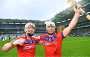 21 January 2024; Éanna Burke and Darragh Burke of St Thomas' after their side's victory in the AIB GAA Hurling All-Ireland Senior Club Championship Final match between O’Loughlin Gaels of Kilkenny and St Thomas’ of Galway at Croke Park in Dublin. Photo by Piaras Ó Mídheach/Sportsfile
