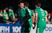 21 January 2024; John McKee of Ireland celebrates after scoring his side's third goal during the FIH Men's Olympic Hockey Qualifying Tournament third/fourth place play-off match between Ireland and Korea at Campo de Hockey Hierba Tarongers in Valencia, Spain. Photo by David Ramirez/Sportsfile