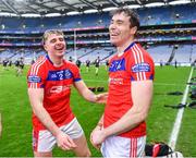 21 January 2024; Cian Mahony and Conor Cooney of St Thomas' after their side's victory in the AIB GAA Hurling All-Ireland Senior Club Championship Final match between O’Loughlin Gaels of Kilkenny and St Thomas’ of Galway at Croke Park in Dublin. Photo by Piaras Ó Mídheach/Sportsfile
