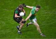 21 January 2024; Ronan Stack of St Brigid's in action against Ethan Doherty of Glen during the AIB GAA Football All-Ireland Senior Club Championship Final match between Glen of Derry and St Brigid's of Roscommon at Croke Park in Dublin. Photo by Sam Barnes/Sportsfile