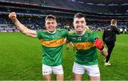 21 January 2024; Eunan Mulholland and Danny Tallon of Glen after their side's victory in the AIB GAA Football All-Ireland Senior Club Championship Final match between Glen of Derry and St Brigid's of Roscommon at Croke Park in Dublin. Photo by Piaras Ó Mídheach/Sportsfile