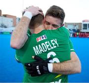 21 January 2024; Shane O'Donoghue and Luke Madeley of Ireland celebrate after the FIH Men's Olympic Hockey Qualifying Tournament third/fourth place play-off match between Ireland and Korea at Campo de Hockey Hierba Tarongers in Valencia, Spain. Photo by David Ramirez/Sportsfile