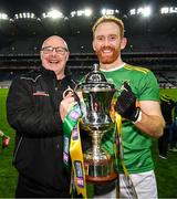 21 January 2024; Glen manager Malachy O'Rourke, and Conor Glass of Glen celebrate with the trophy after winning the AIB GAA Football All-Ireland Senior Club Championship Final match between Glen of Derry and St Brigid's of Roscommon at Croke Park in Dublin. Photo by Ramsey Cardy/Sportsfile