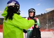 22 January 2024; Finlay Wilson of Team Ireland with teammate Eábha McKenna after the mens Alpine Combined Slalom event during day three of the Winter Youth Olympic Games 2024 at Gangwon in South Korea. Photo by Eóin Noonan/Sportsfile