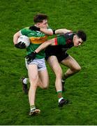 21 January 2024; Ethan Doherty of Glen in action against Ruaidhrí Fallon of St Brigid's during the AIB GAA Football All-Ireland Senior Club Championship Final match between Glen of Derry and St Brigid's of Roscommon at Croke Park in Dublin. Photo by Sam Barnes/Sportsfile Photo by Sam Barnes/Sportsfile