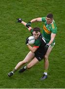 21 January 2024; Conor Hand of St Brigid's in action against Ciarán McFaul of Glen during the AIB GAA Football All-Ireland Senior Club Championship Final match between Glen of Derry and St Brigid's of Roscommon at Croke Park in Dublin. Photo by Sam Barnes/Sportsfile Photo by Sam Barnes/Sportsfile