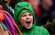 21 January 2024; A young O’Loughlin Gaels supporter during the AIB GAA Hurling All-Ireland Senior Club Championship Final match between O’Loughlin Gaels of Kilkenny and St. Thomas’ of Galway at Croke Park in Dublin. Photo by Ramsey Cardy/Sportsfile