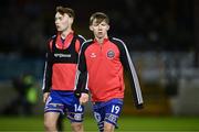 22 January 2024; Rhys Brennan Black, right, and Sean McCarthy of Bohemians before the PTSB Leinster Senior Cup Group A match between Drogheda United and Bohemians at Weaver's Park in Drogheda, Louth. Photo by Ben McShane/Sportsfile