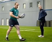 23 January 2024; Oli Jager and forwards coach Paul O'Connell during Ireland Rugby squad training at the IRFU High Performance Centre at the Sport Ireland Campus in Dublin. Photo by Harry Murphy/Sportsfile