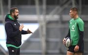 23 January 2024; Head coach Andy Farrell speaks to Sam Prendergast during a Ireland Rugby squad training at the IRFU High Performance Centre at the Sport Ireland Campus in Dublin. Photo by Harry Murphy/Sportsfile