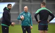 23 January 2024; Head coach Andy Farrell and assistant coach Mike Catt speak to Sam Prendergast during Ireland Rugby squad training at the IRFU High Performance Centre at the Sport Ireland Campus in Dublin. Photo by Harry Murphy/Sportsfile