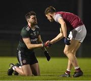 23 January 2024; Cillian O Curraoin of University of Galway consoles Killian Burke of St Mary's University after  the Electric Ireland Higher Education GAA Sigerson Cup Round 3 match between University of Galway and St Mary's University College at GAA National Games Development Centre in Abbotstown, Dublin. Photo by Brendan Moran/Sportsfile