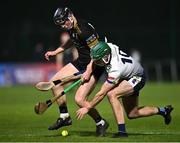 24 January 2024; Diarmuid Hanniffy of UL in action against Niall O'Farrell of TUS Midwest during the Electric Ireland Higher Education GAA Fitzgibbon Cup Round 2 match between University of Limerick and TUS Midwest at UL Grounds in Limerick. Photo by Piaras Ó Mídheach/Sportsfile