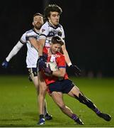 24 January 2024; Tommy Walsh of MTU Cork in action against Oisin McCann of Ulster University during the Electric Ireland Higher Education GAA Sigerson Cup Round 3 match between Ulster University and MTU Cork at the GAA National Games Development Centre in Abbotstown, Dublin. Photo by Stephen Marken/Sportsfile