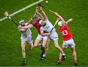 21 January 2024; Conor Cooney, left, and Darragh Burke of St Thomas' in action against Huw Lawlor, left, and Tony Forristal of O'Loughlin Gaels during the AIB GAA Hurling All-Ireland Senior Club Championship Final match between O’Loughlin Gaels of Kilkenny and St. Thomas’ of Galway at Croke Park in Dublin. Photo by Sam Barnes/Sportsfile