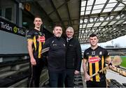 25 January 2024; Tirlán Chief Executive Officer Jim Bergin and Kilkenny hurling manager Derek Lyng, centre, with Cillian Buckley, left, and Eoin Cody during a promotional event at UPMC Nowlan Park, Kilkenny as Avonmore owner Tirlán reaffirm sponsorship commitments to Kilkenny GAA for the 2024 season. Avonmore, Ireland's number one dairy brand, has featured proudly on Kilkenny jerseys since 1994 making it one of the longest running GAA partnerships in the country. Photo by David Fitzgerald/Sportsfile