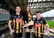 25 January 2024; Linda Sheehan, Head of Consumer Marketing at Tirlán with Cillian Buckley, left, and Eoin Cody during a promotional event at UPMC Nowlan Park, Kilkenny as Avonmore owner Tirlán reaffirm sponsorship commitments to Kilkenny GAA for the 2024 season. Avonmore, Ireland's number one dairy brand, has featured proudly on Kilkenny jerseys since 1994 making it one of the longest running GAA partnerships in the country. Photo by David Fitzgerald/Sportsfile