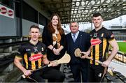 25 January 2024; Linda Sheehan, Head of Consumer Marketing at Tirlán and Kilkenny County Board Chairman PJ Kenny with Cillian Buckley, left, and Eoin Cody during a promotional event at UPMC Nowlan Park, Kilkenny as Avonmore owner Tirlán reaffirm sponsorship commitments to Kilkenny GAA for the 2024 season. Avonmore, Ireland's number one dairy brand, has featured proudly on Kilkenny jerseys since 1994 making it one of the longest running GAA partnerships in the country. Photo by David Fitzgerald/Sportsfile
