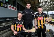 25 January 2024; Kilkenny hurling manager Derek Lyng with Cillian Buckley, left, and Eoin Cody during a promotional event at UPMC Nowlan Park, Kilkenny as Avonmore owner Tirlán reaffirm sponsorship commitments to Kilkenny GAA for the 2024 season. Avonmore, Ireland's number one dairy brand, has featured proudly on Kilkenny jerseys since 1994 making it one of the longest running GAA partnerships in the country. Photo by David Fitzgerald/Sportsfile