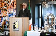25 January 2024; Tirlán Chief Executive Officer Jim Bergin during a promotional event at UPMC Nowlan Park, Kilkenny as Avonmore owner Tirlán reaffirm sponsorship commitments to Kilkenny GAA for the 2024 season. Avonmore, Ireland's number one dairy brand, has featured proudly on Kilkenny jerseys since 1994 making it one of the longest running GAA partnerships in the country. Photo by David Fitzgerald/Sportsfile