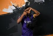 24 January 2024; Thomas Oluwa poses for a portrait during a Wexford FC squad portraits session at the SETU Carlow Campus. Photo by Stephen McCarthy/Sportsfile
