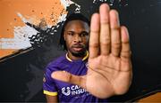 24 January 2024; Thomas Oluwa poses for a portrait during a Wexford FC squad portraits session at the SETU Carlow Campus. Photo by Stephen McCarthy/Sportsfile