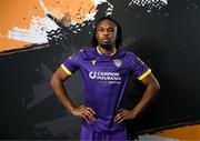 24 January 2024; Thomas Oluwa poses for a portrait during a Wexford FC squad portraits session at the SETU Carlow Campus. Photo by Stephen McCarthy/Sportsfile