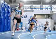27 January 2024; Roisin Harrison of Emerald AC, Limerick, competes in the women's 400m during day one of the AAI Games & 123.ie National Indoor Combined Events at the National Indoor Arena in Dublin. Photo by Sam Barnes/Sportsfile