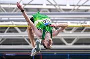 27 January 2024; David Cussen of Old Abbey AC, Cork, competes in the men's high jump during day one of the AAI Games & 123.ie National Indoor Combined Events at the National Indoor Arena in Dublin. Photo by Sam Barnes/Sportsfile