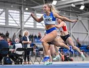 27 January 2024; Molly Scott of St Laurence O'Toole AC, Carlow, competes in the women's 60m during day one of the AAI Games & 123.ie National Indoor Combined Events at the National Indoor Arena in Dublin. Photo by Sam Barnes/Sportsfile