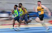27 January 2024; Athletes competes in the men's 60m during day one of the AAI Games & 123.ie National Indoor Combined Events at the National Indoor Arena in Dublin. Photo by Sam Barnes/Sportsfile