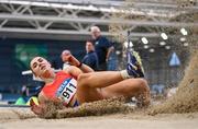 27 January 2024; Sophie Meredith of St Marys AC, Limerick, competes in the women's long jump during day one of the AAI Games & 123.ie National Indoor Combined Events at the National Indoor Arena in Dublin. Photo by Sam Barnes/Sportsfile
