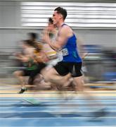 27 January 2024; Adam Hanna of Queens AC, competes in the men's 60m during day one of the AAI Games & 123.ie National Indoor Combined Events at the National Indoor Arena in Dublin. Photo by Sam Barnes/Sportsfile