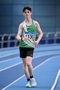 27 January 2024; Evan Walsh of St Joseph's AC, Kilkenny, competes in the 3000m walk during day one of the AAI Games & 123.ie National Indoor Combined Events at the National Indoor Arena in Dublin. Photo by Sam Barnes/Sportsfile